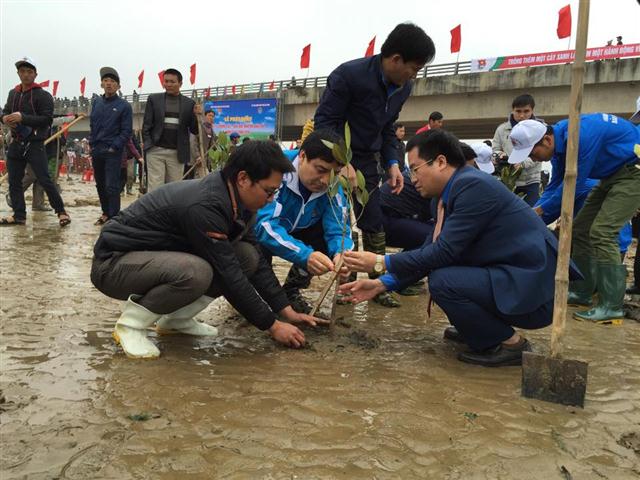 ສູນກາງຊາວໜຸ່ມກອມມູນິດໂຮ່ຈິມິນປຸກລະດົມບຸນເຕັດປູກຕົ້ນໄມ້ຢູ່ຮ່າຕີ້ງ